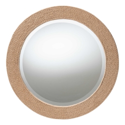bali & pari Nieva Round Woven Rope Mirror - Coastal Mirror with Woven Jute Accents for Farmhouse, Boho Wall Decor, Beach House